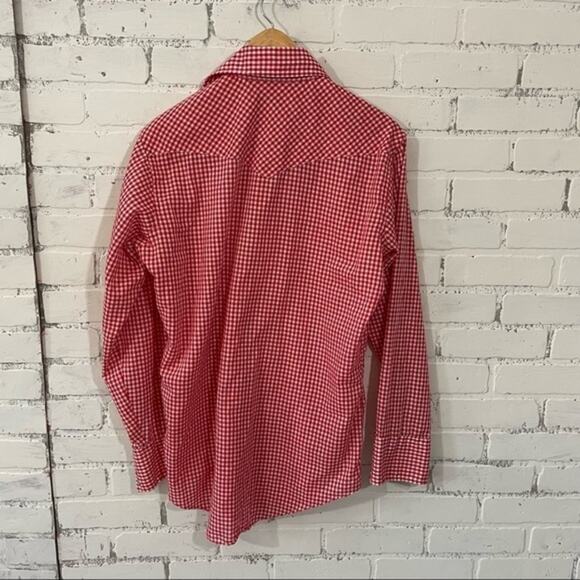 Vintage Pearl Snap Shirt Red White Checkered Sheplers Western Lng Sleeve 15.5 34 - Picture 8 of 8